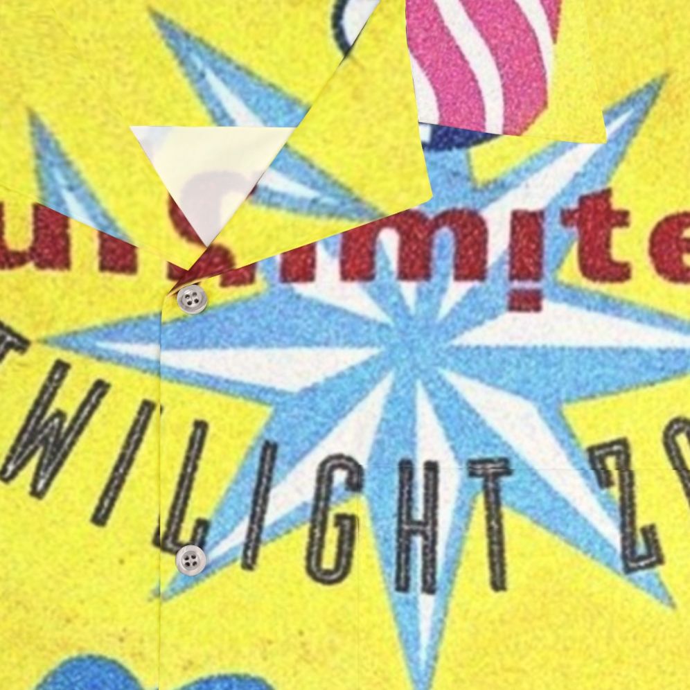 Retro 90s Hawaiian Shirt featuring 2 Unlimited Twilight Zone album cover design - Detail