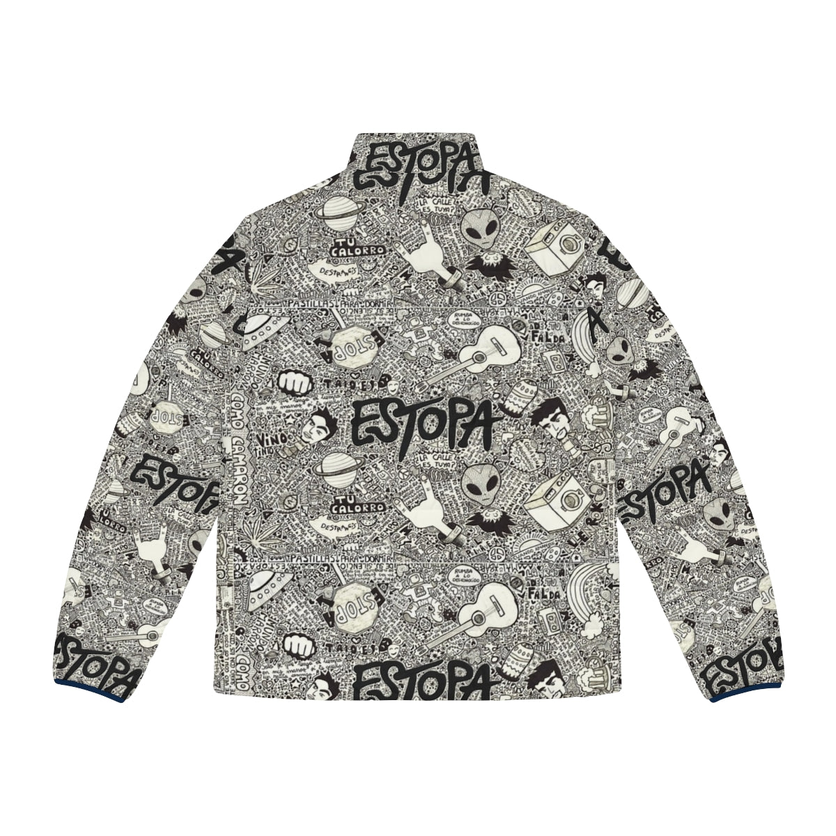 ESTOPA puffer jacket featuring the iconic Spanish band's logo and artwork - Back