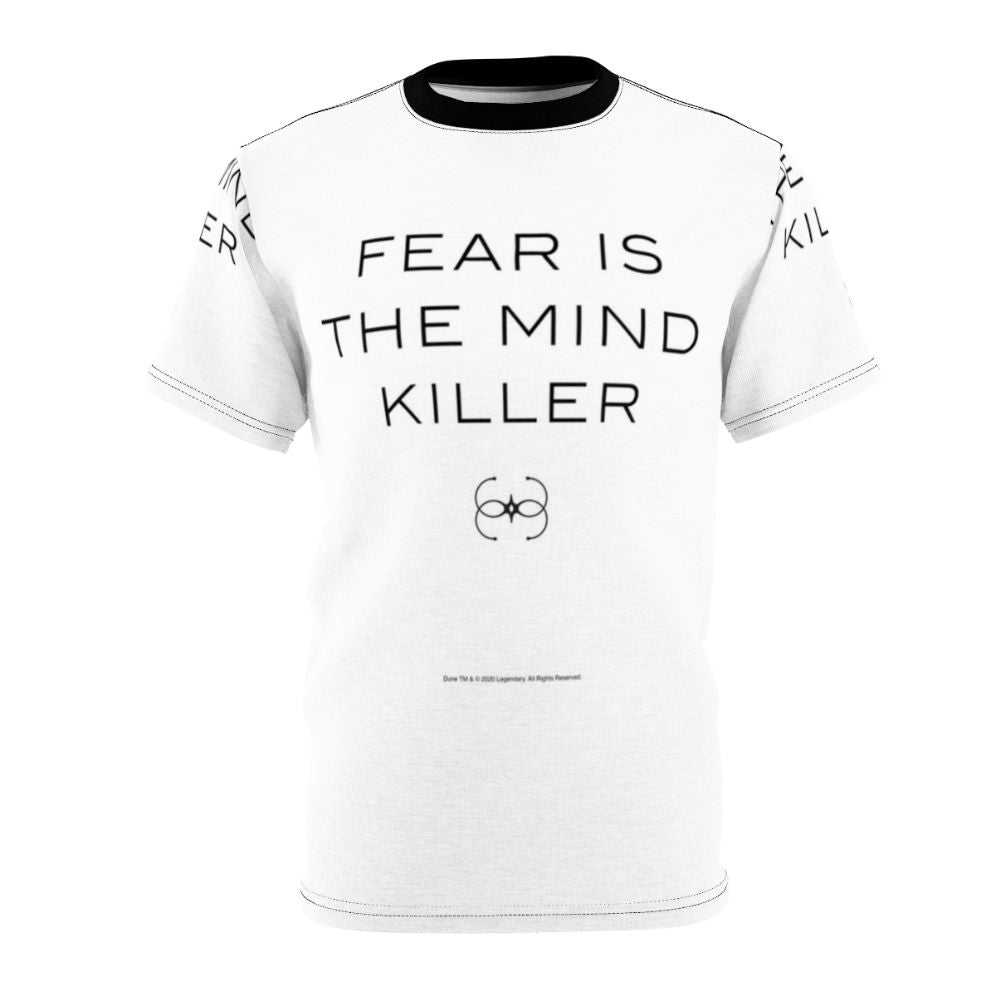 Dune-inspired "Fear Is The Mind Killer" science fiction t-shirt design