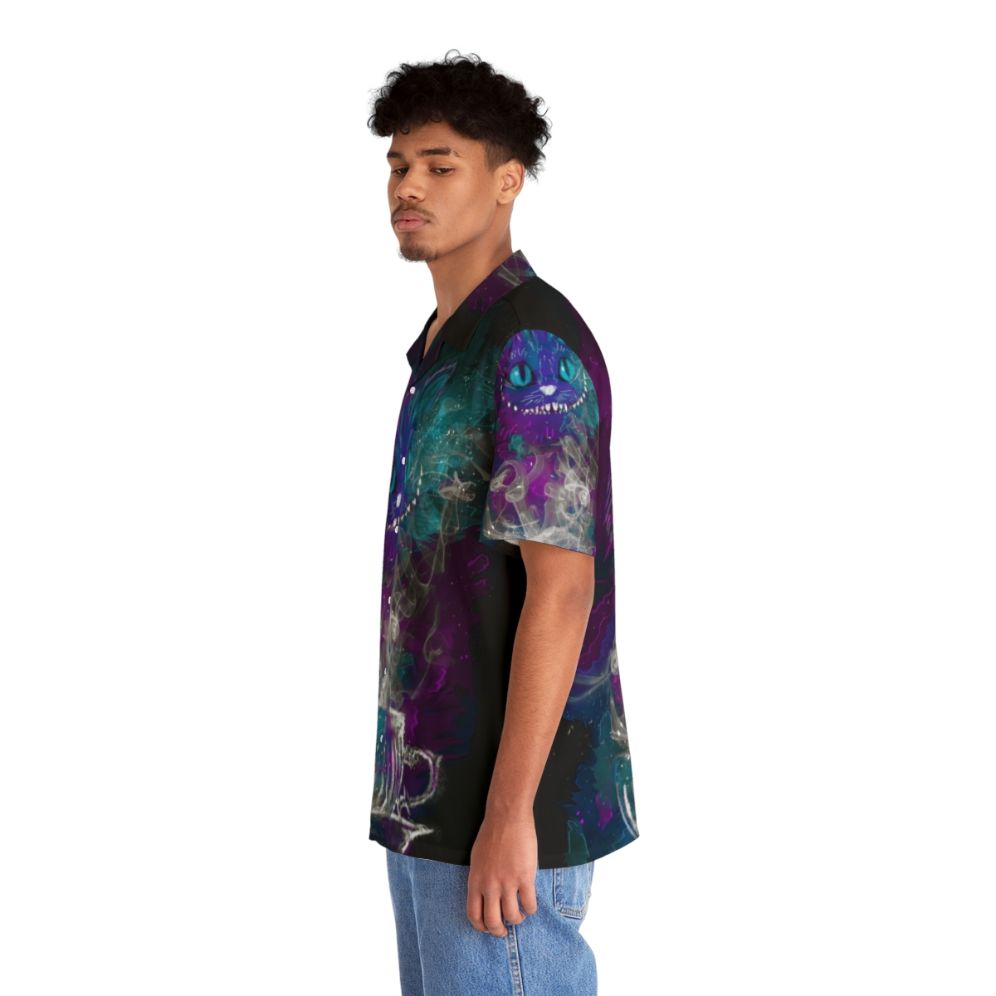 Cheshire Cat Hawaiian Shirt with Cosmic Wonderland Design - People Left