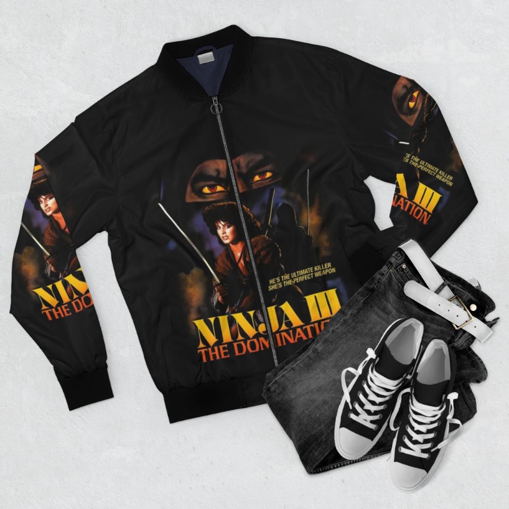 Ninja 3: The Domination bomber jacket with sword and saber details - Flat lay