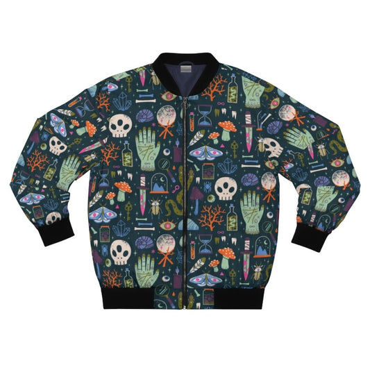 Curiosities Witchy Bomber Jacket with cabinet of curiosities, spooky elements