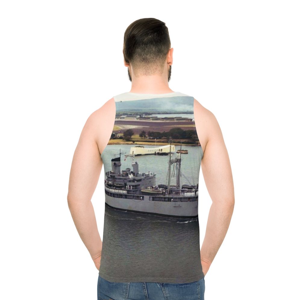 USS Isle Royale AD 29 Unisex Navy Tank Top - men back