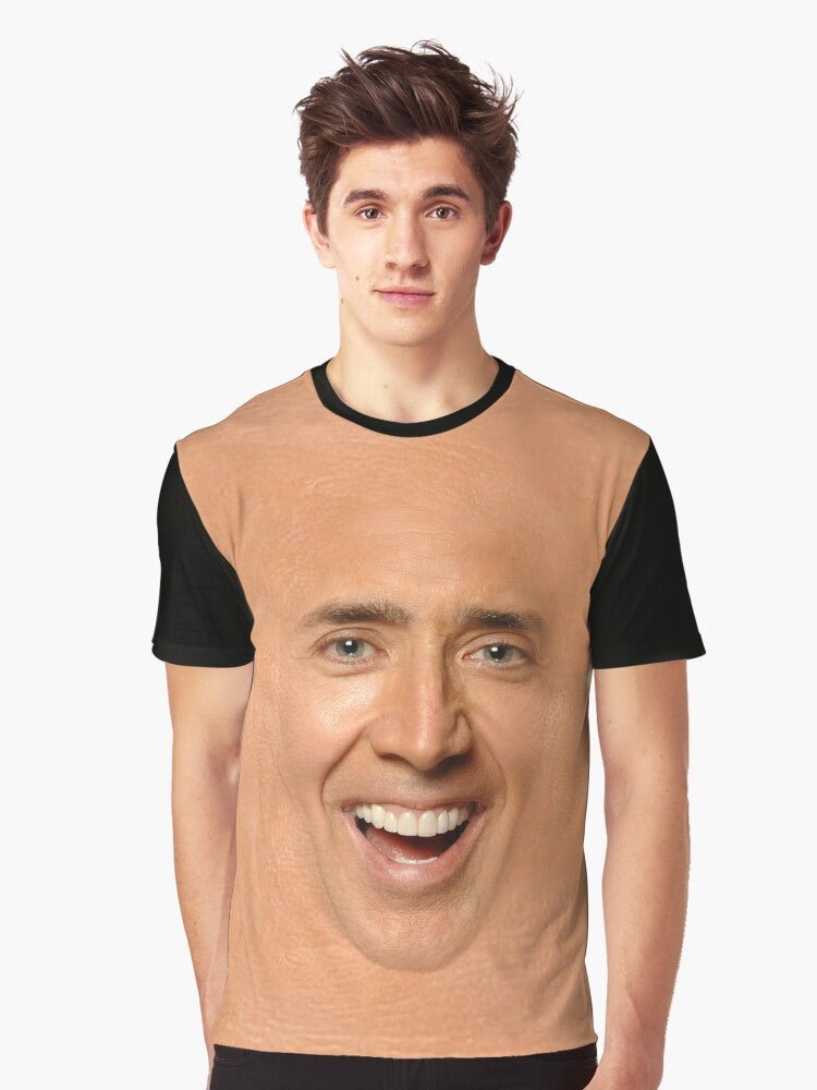 Nicolas Cage Graphic T-Shirt featuring a funny meme design - Men