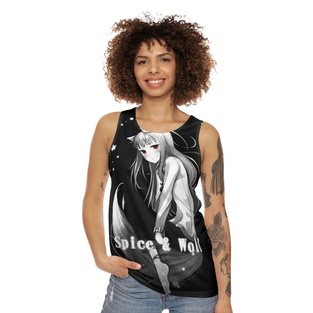 Nuar Night Anime Wolf Unisex Tank Top - women