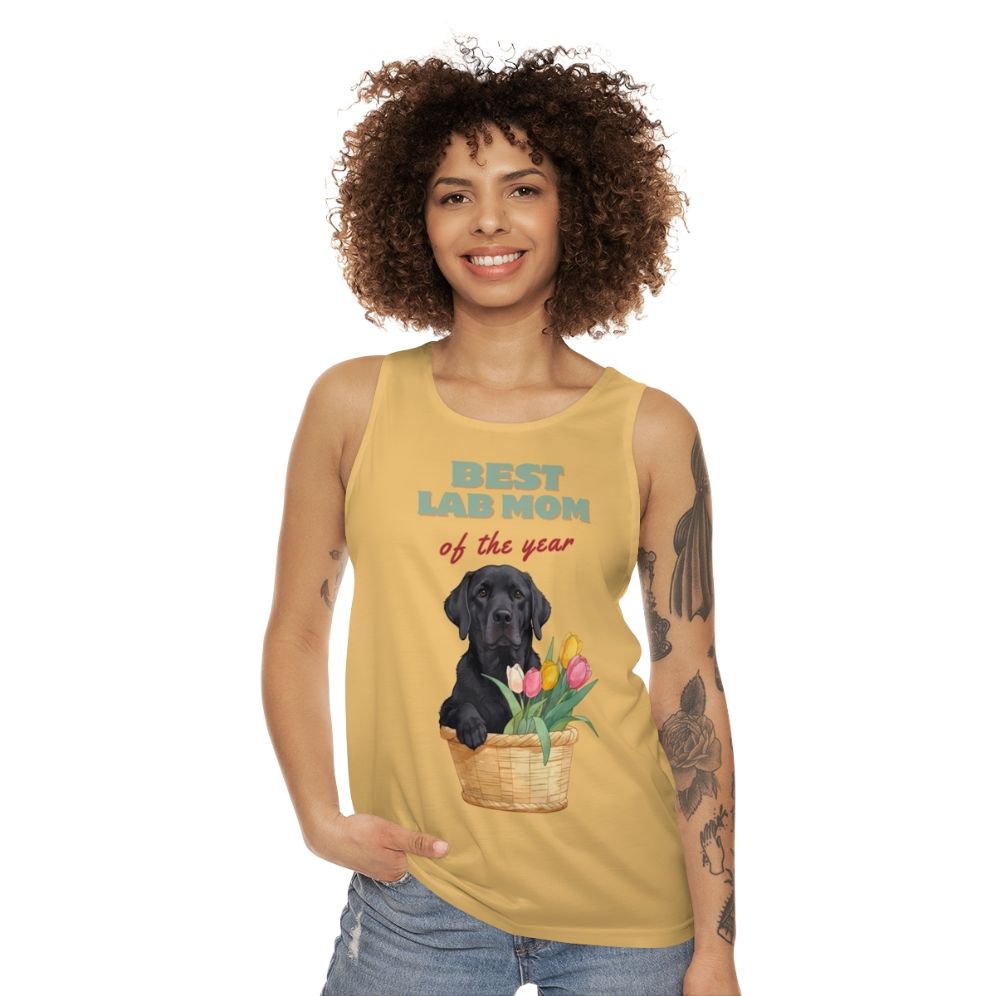 Labrador Retriever Dog Mom Tank Top with Vibrant Tulips Design - women