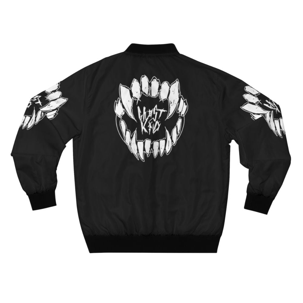 Ghost kid logo printed on a navy blue bomber jacket - Back