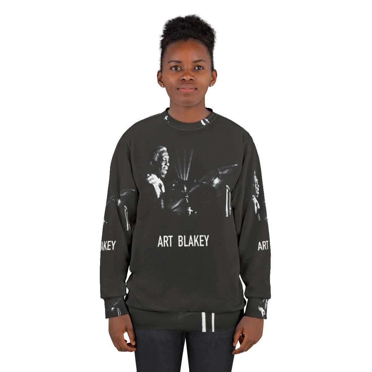 Art Blakey, legendary jazz drummer, on a stylish sweatshirt - women