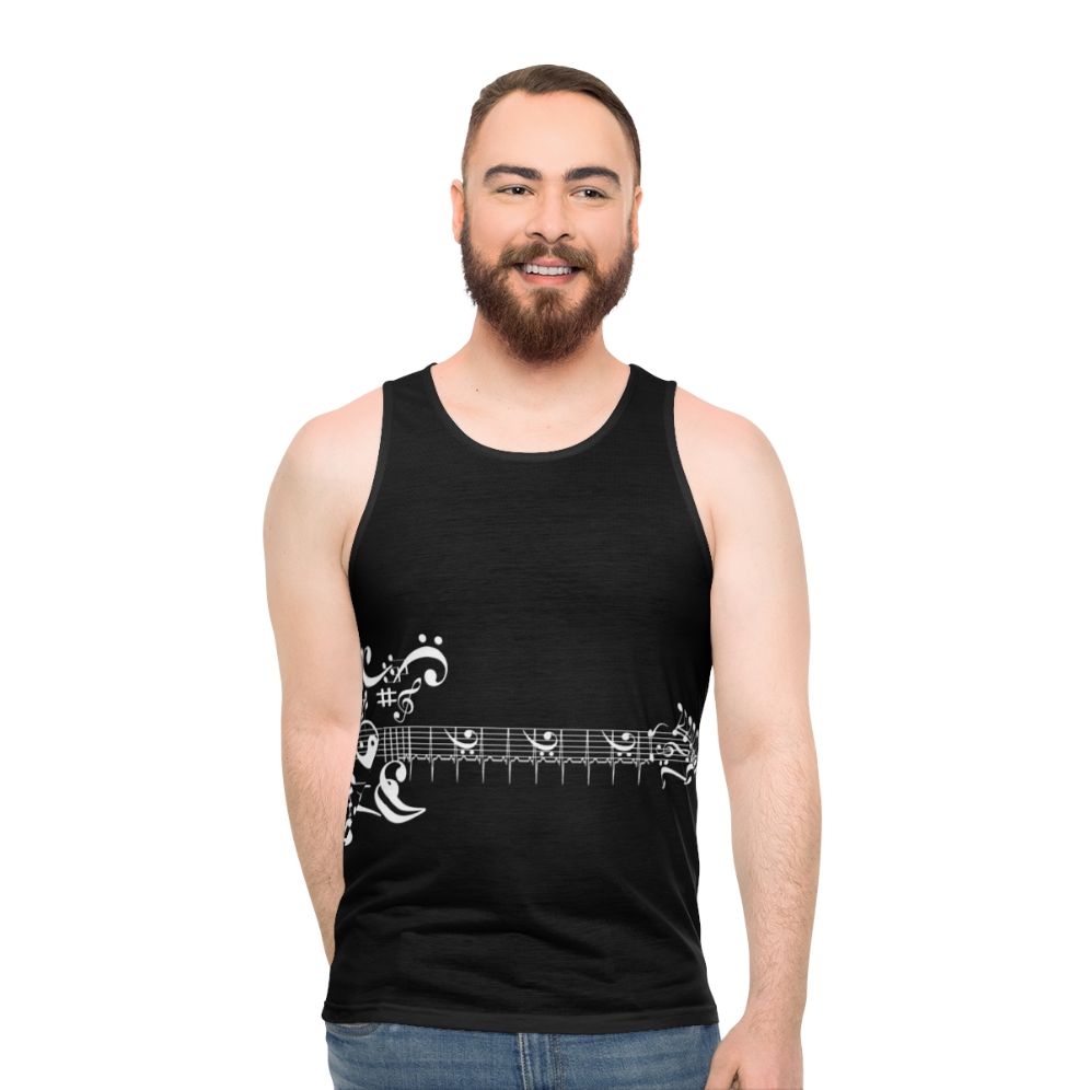 Unisex tank top with electric guitar design for music enthusiasts - men