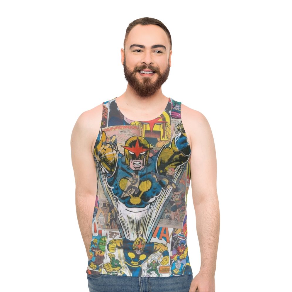 Vintage superhero comic nova unisex tank top - men