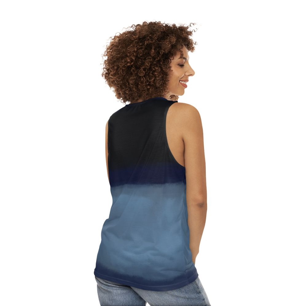 Rothko inspired blue unisex tank top - women back