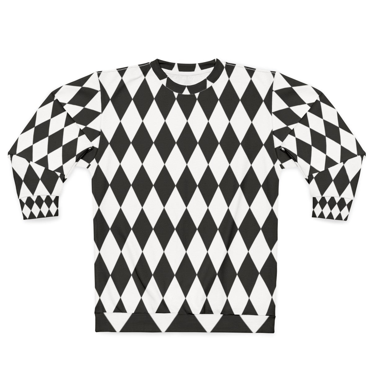 Harlequin diamond pattern black and white sweatshirt