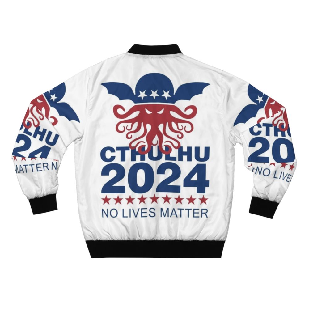 Cthulhu horror political anarchist bomber jacket with tentacle design - Back