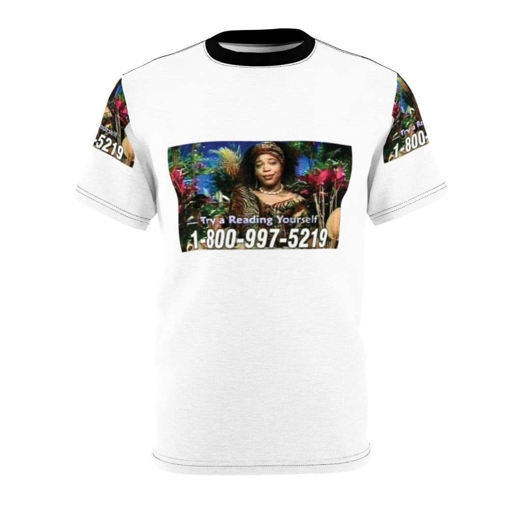 Retro-style t-shirt featuring Miss Cleo, the iconic psychic TV personality from the 80s and 90s.