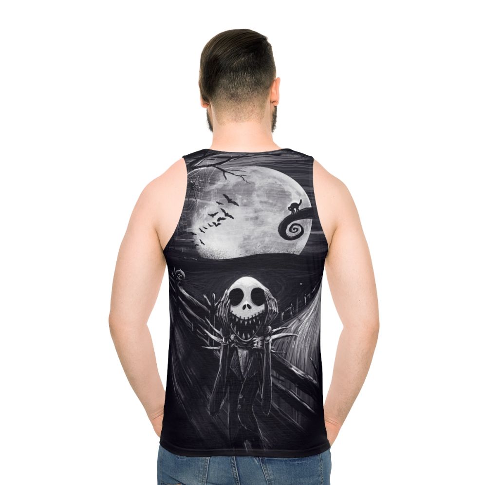 Unisex "The Scream Before Christmas" tank top featuring Jack Skellington - men back