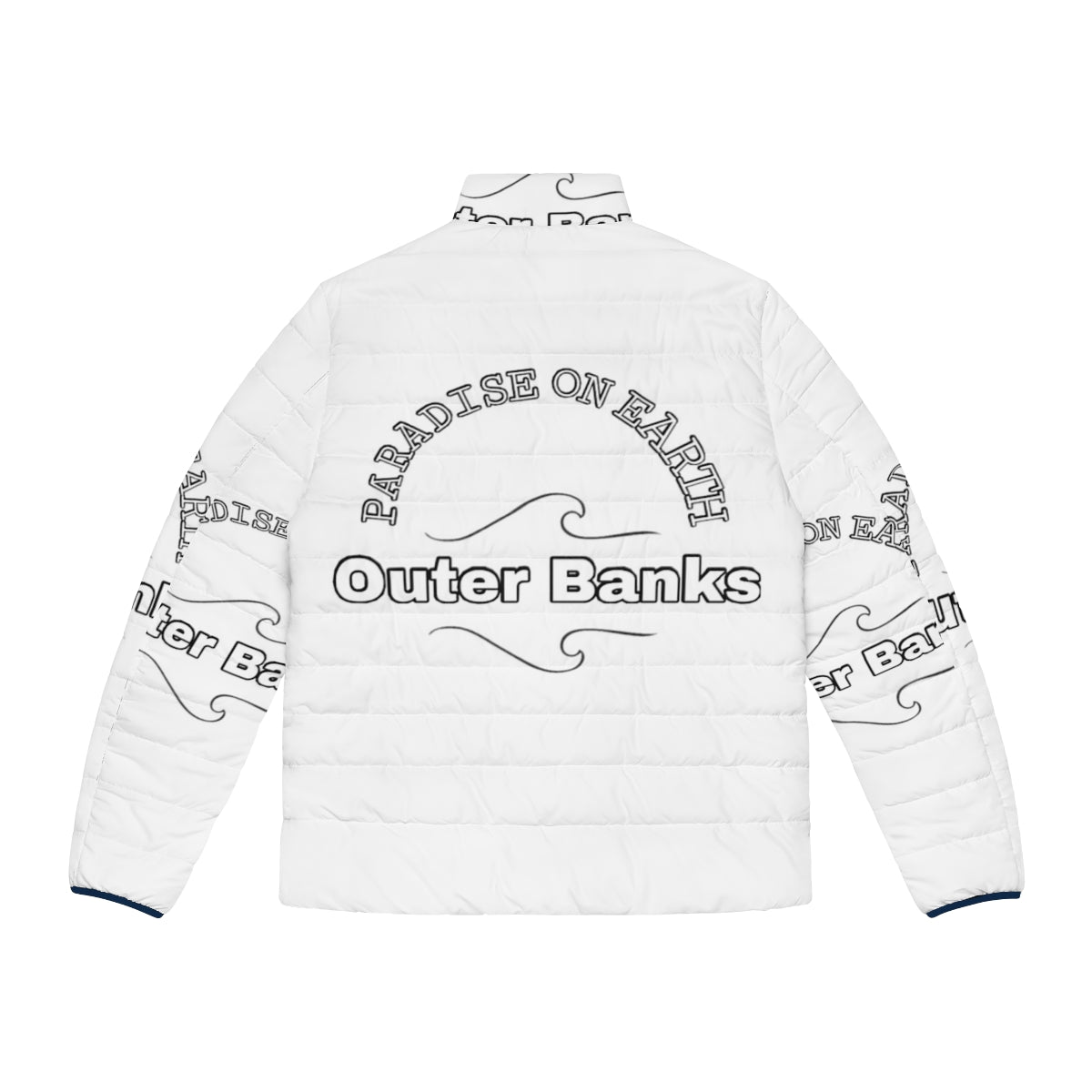 Outer Banks-inspired puffer jacket with beach and lighthouse design - Back