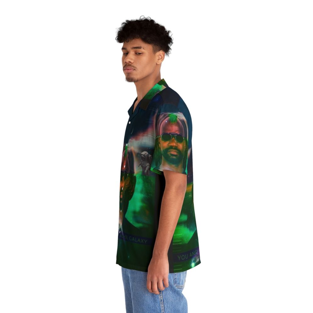 Green Velvet Hawaiian Shirt with Space, Galaxy, and DJ Themes - People Left