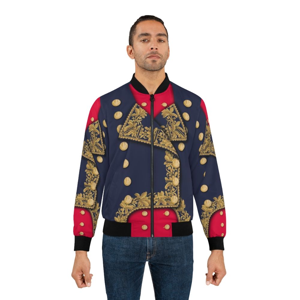 Vintage French Army Napoleonic General bomber jacket with gold accents and military design - Lifestyle