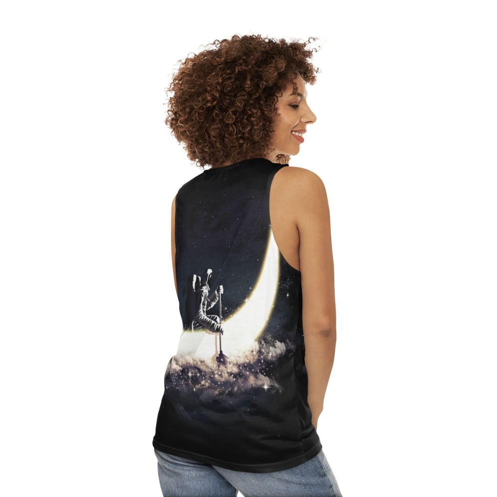 Cosmic moon sailing unisex tank top - women back