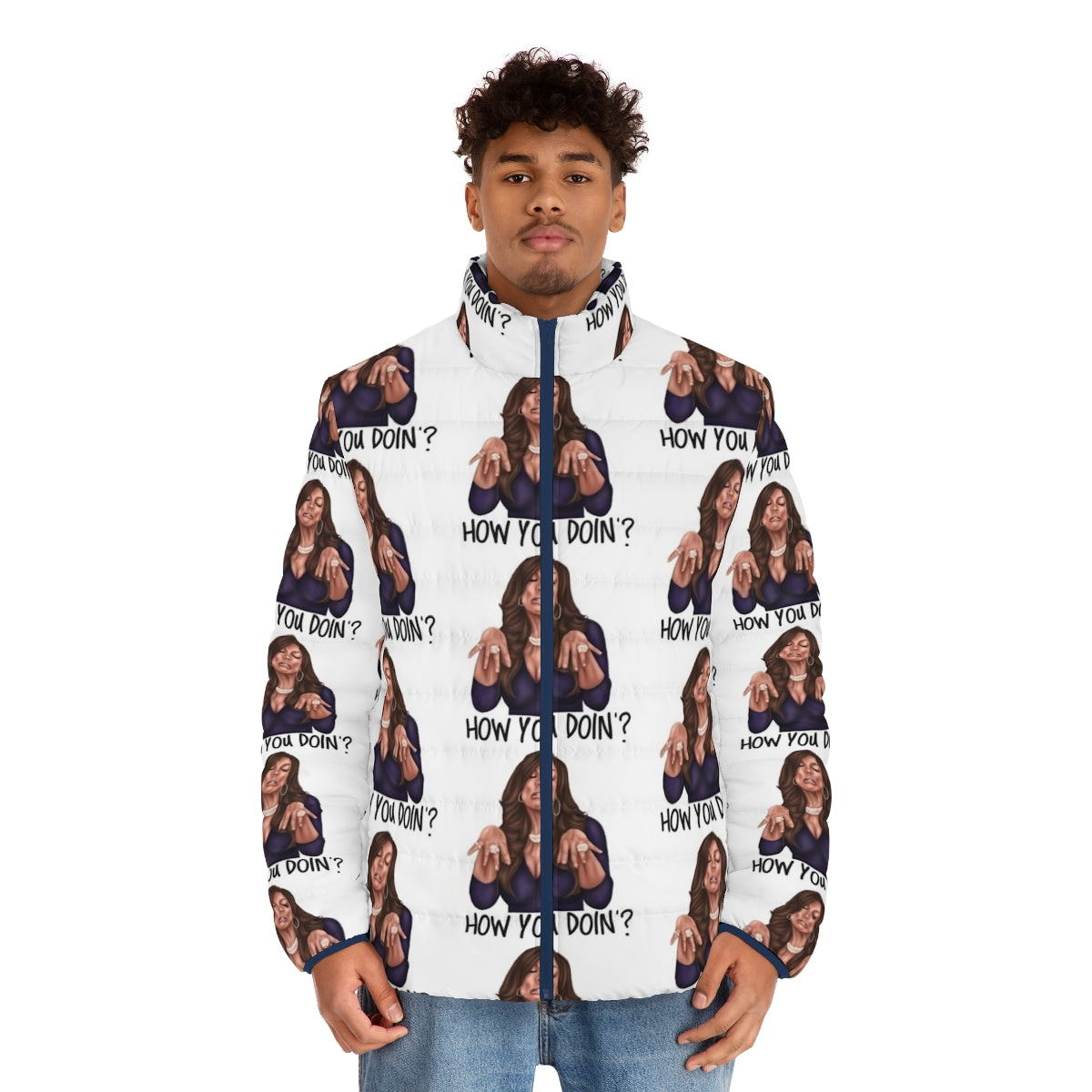 "How You Doin'?" Wendy Williams-Inspired Funny Puffer Jacket - men front