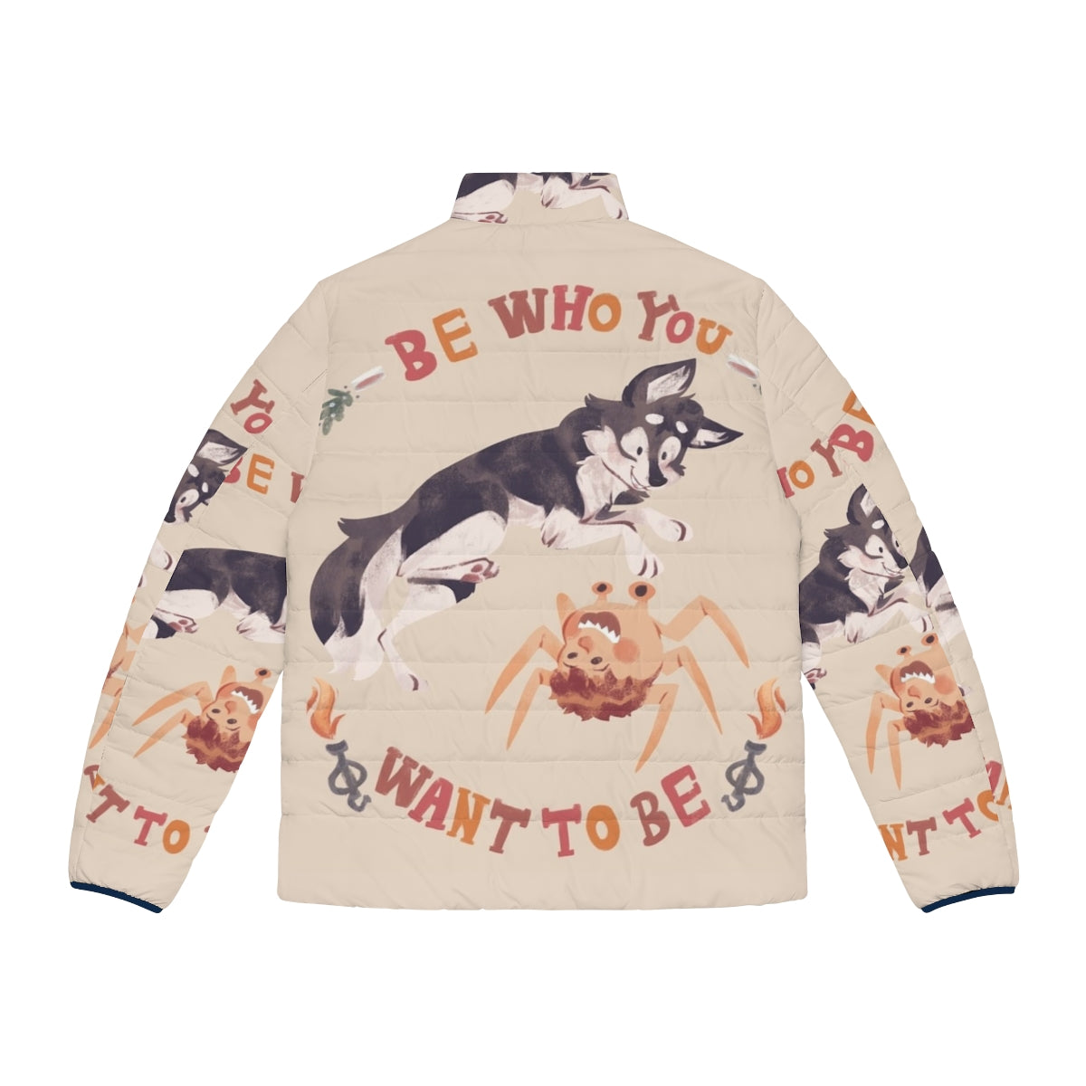 Be Who You Want to Be Puffer Jacket - Horror movie inspired outerwear with dog motif - Back