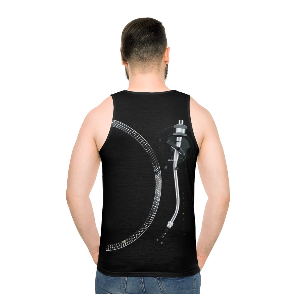 Turntable tone arm and platter unisex tank top - men back