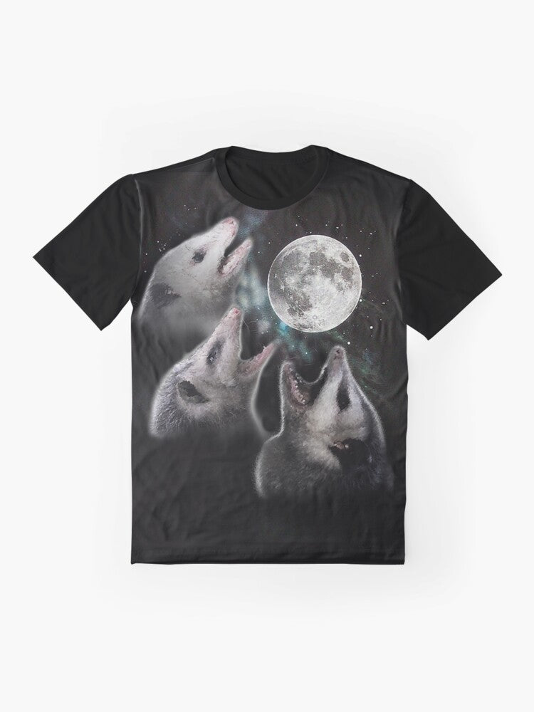 3 Opossum Moon Graphic T-Shirt with a unique opossum and moon design - Flat lay