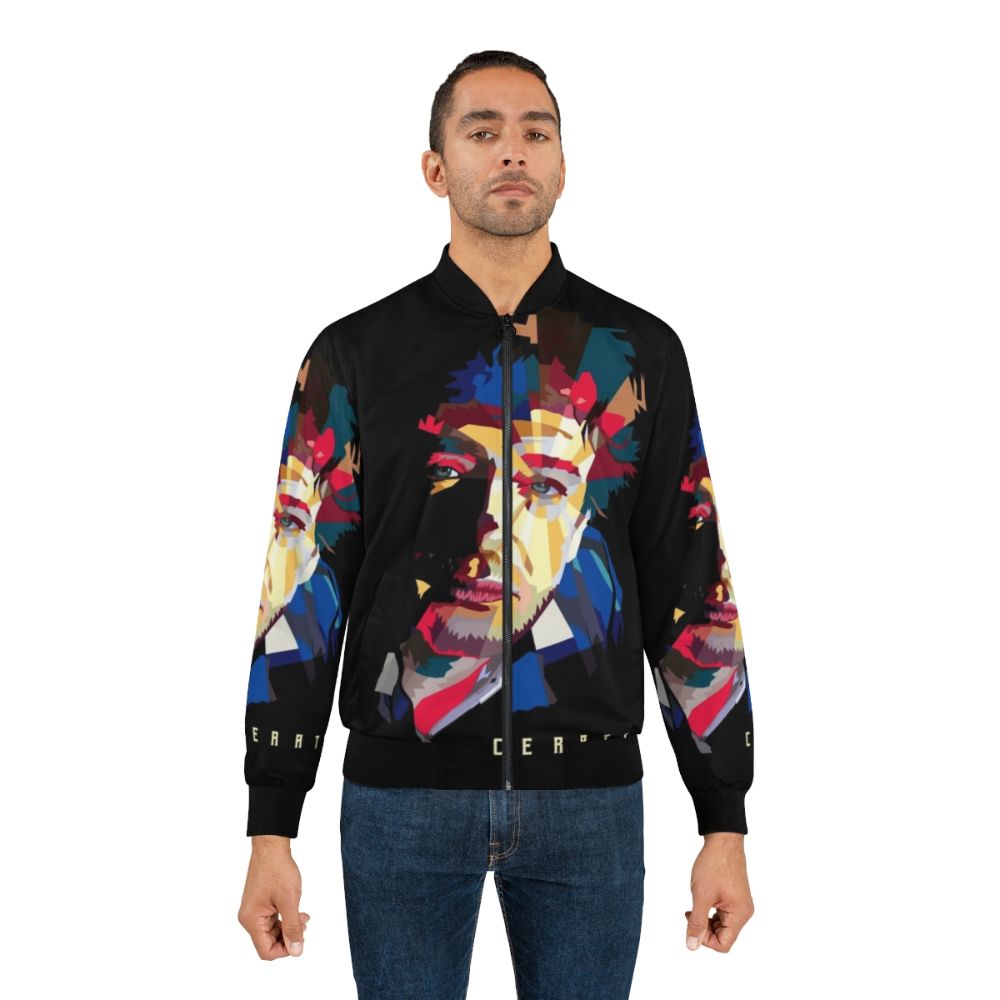 Gustavo Cerati inspired bomber jacket featuring low poly design elements - Lifestyle