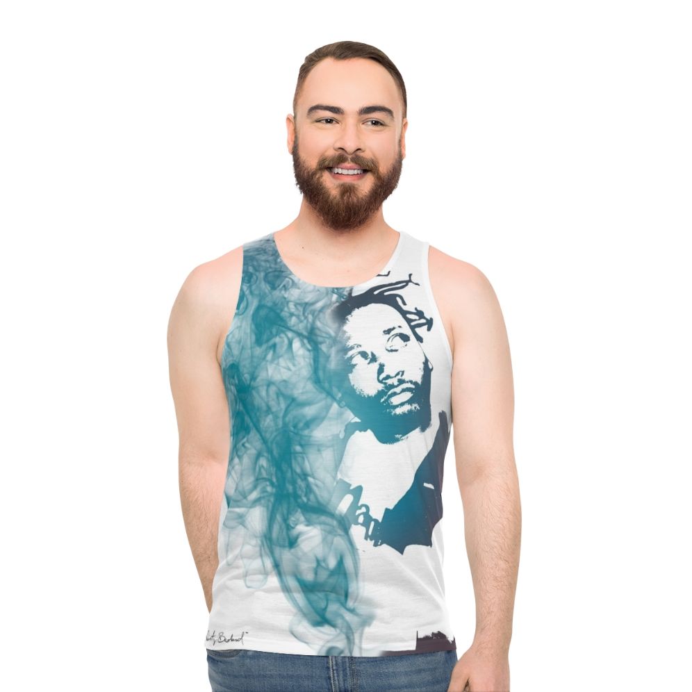 Ol Dirty Bastard smoke dispersion portrait on unisex tank top - men