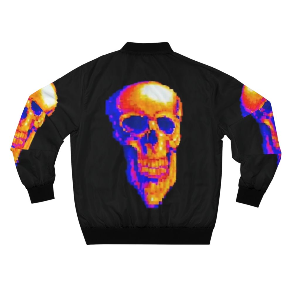 MDE Bomber Jacket featuring a graphic design with a skull, rainbow, and "MDE" text - Back