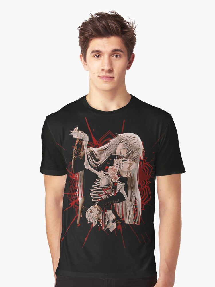 Undertaker Black Butler Graphic T-Shirt featuring the iconic silhouettes of Sebastian Michaelis and Ciel Phantomhive - Men