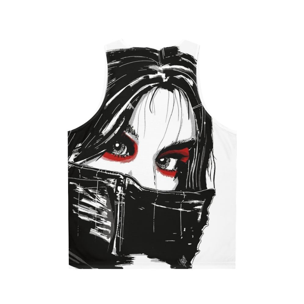 Lady Vengeance Unisex Tank Top featuring noir-inspired artwork - Back