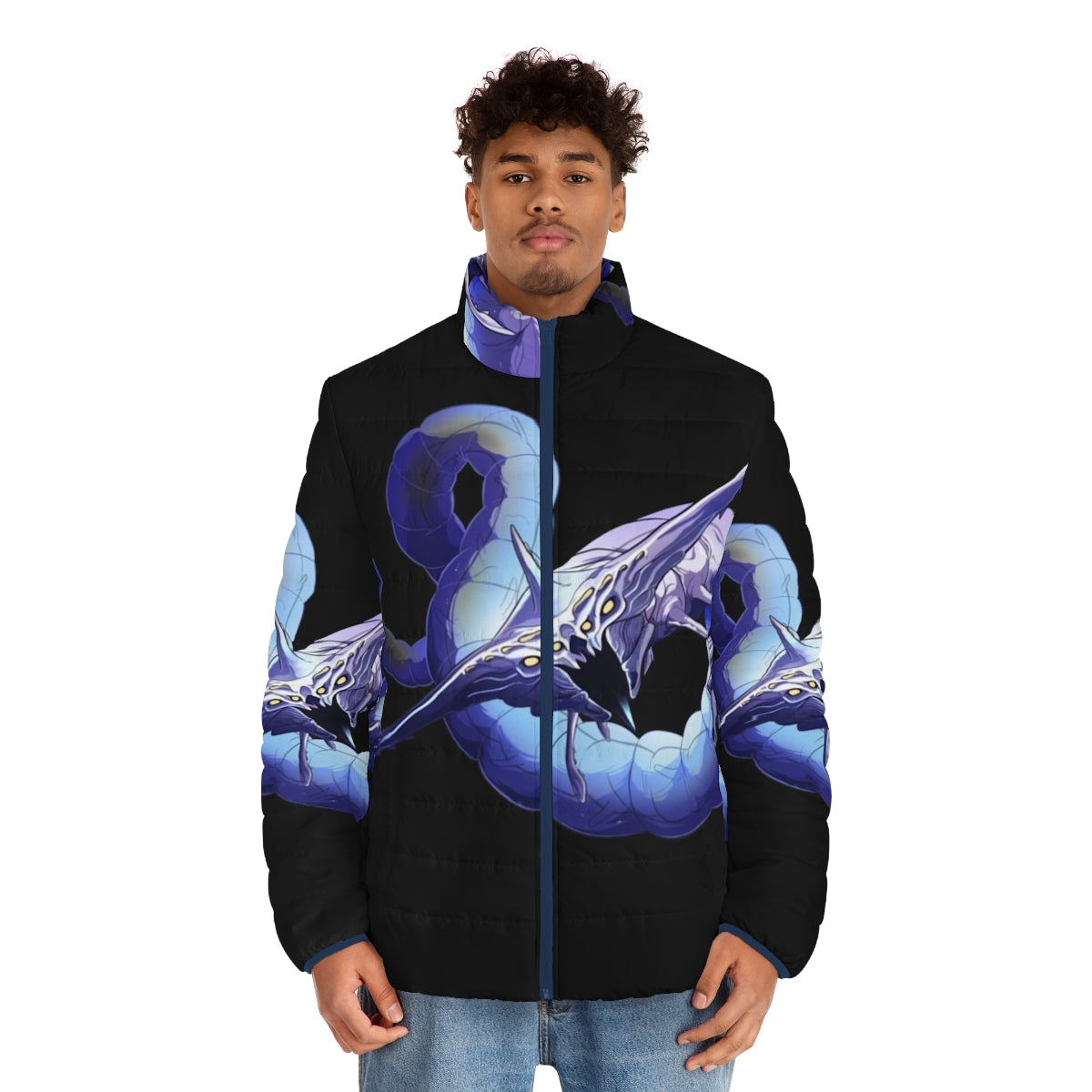 Ghost Leviathan Puffer Jacket Featuring Subnautica Alien Design - men front