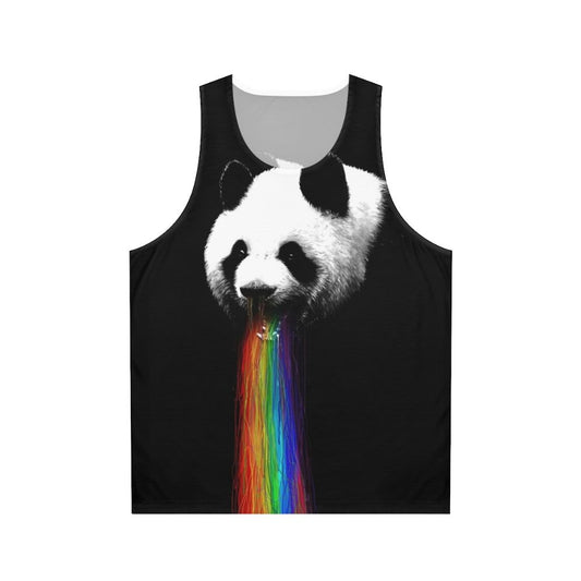 Colorful panda graphic print on a unisex tank top