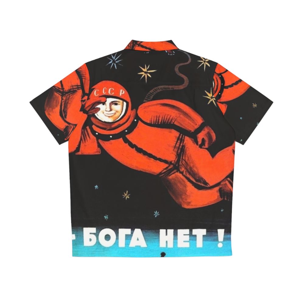 Atheist Hawaiian shirt featuring space exploration and Soviet Union imagery - Back