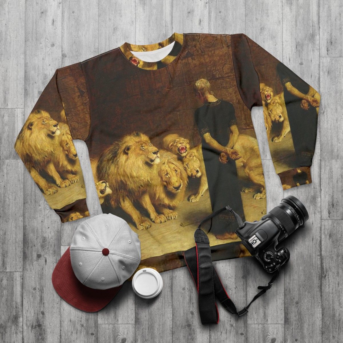 Christian Biblical Daniel in the Lions Den Sweatshirt - flat lay