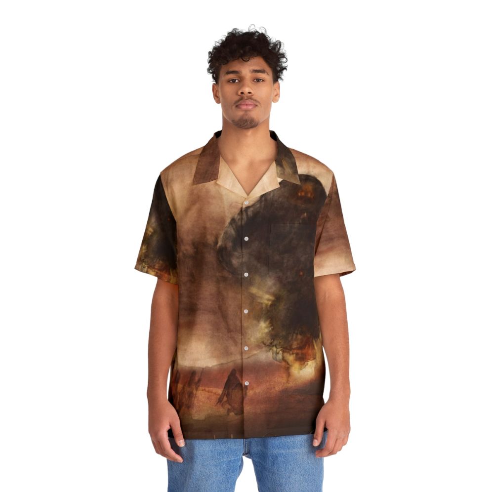 Dune 2020 sci-fi Hawaiian shirt featuring watercolor Arrakis fan art - People Front