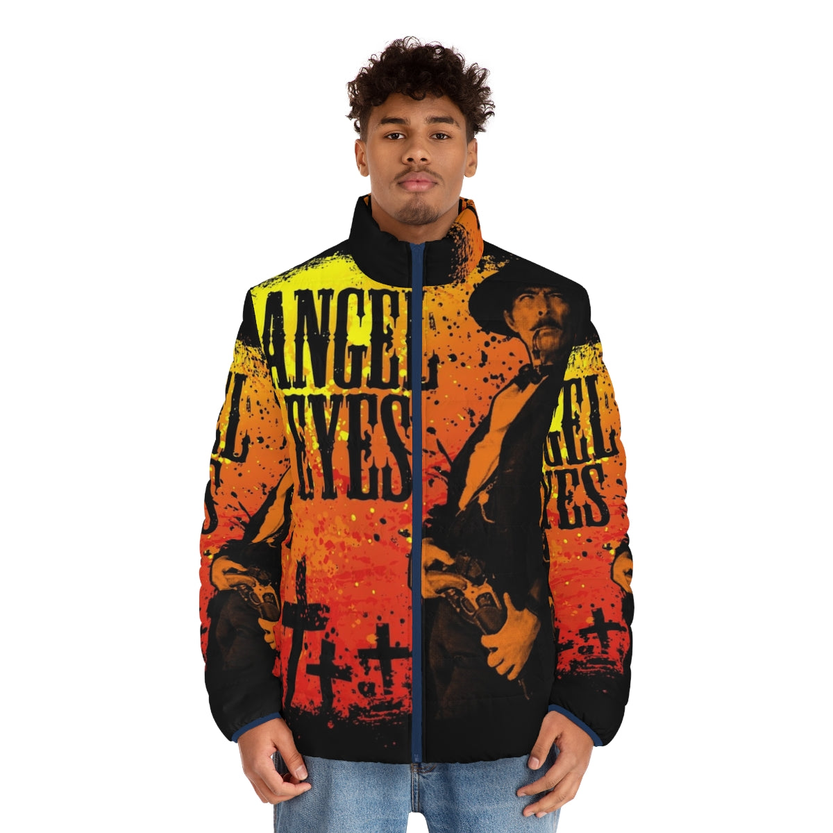 Angel Eyes Puffer Jacket - Vintage Spaghetti Western Inspired Design - men front