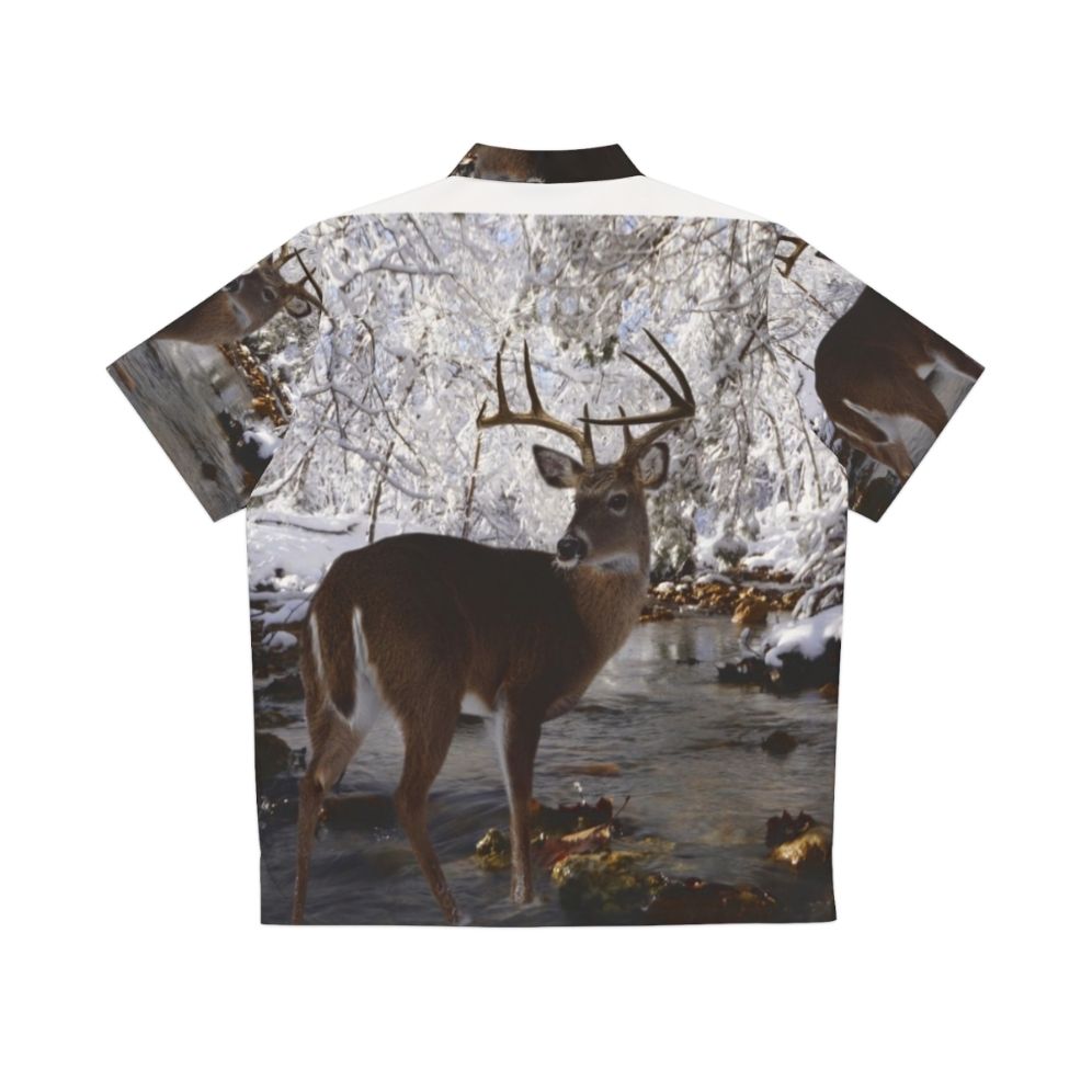 Whitetail deer Hawaiian shirt with tropical pattern - Back