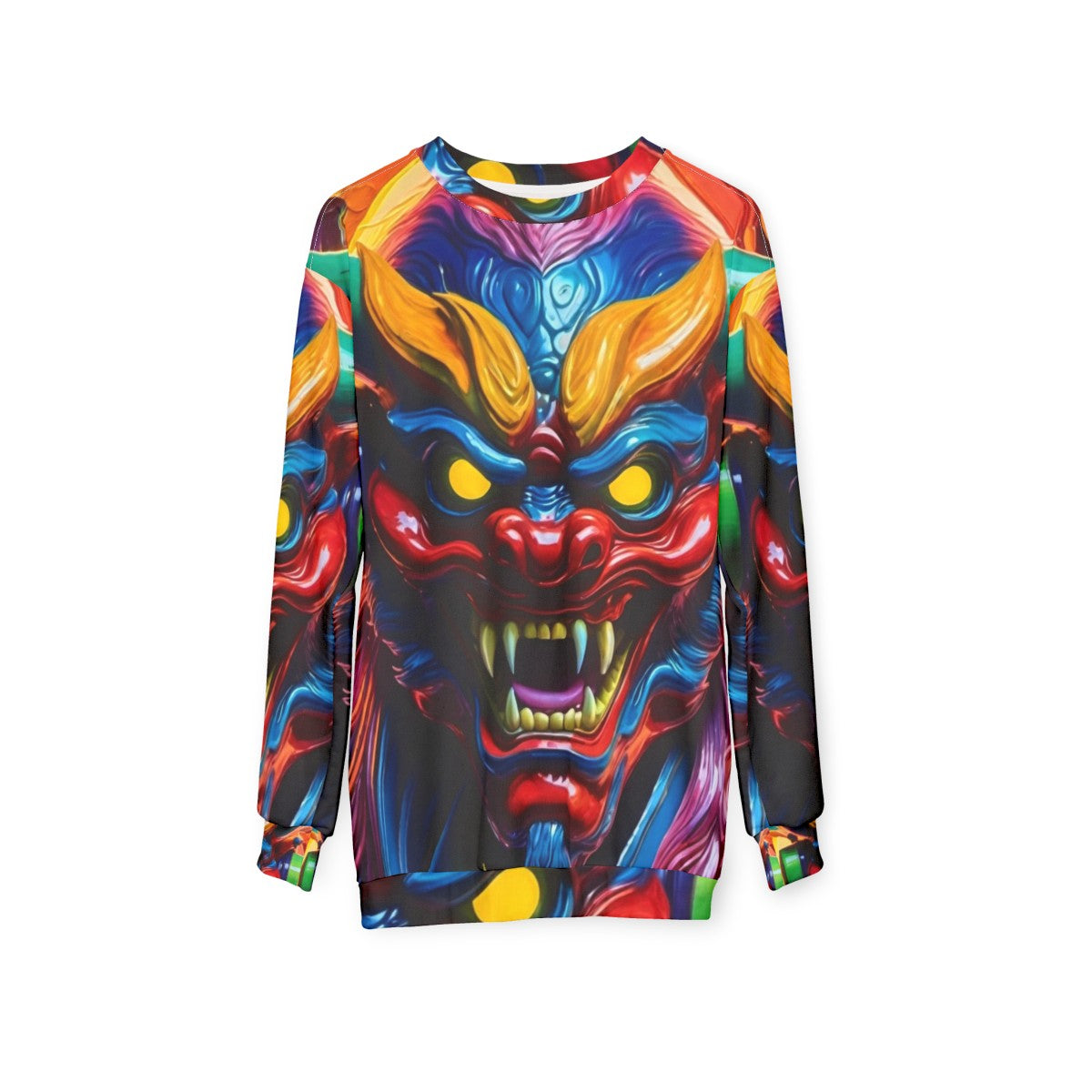 Hannya mask japanese tattoo design on sweatshirt - hanging