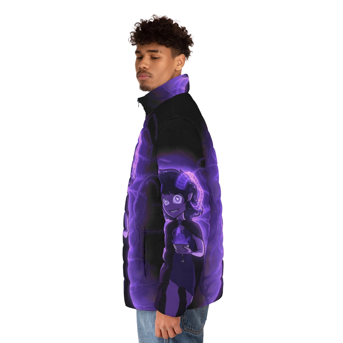 Dionysus puffer jacket with Greek mythology inspired design - men side left