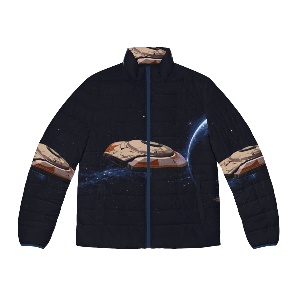 Lost in Space-inspired Jupiter 2 Puffer Jacket with space travel and sci-fi design