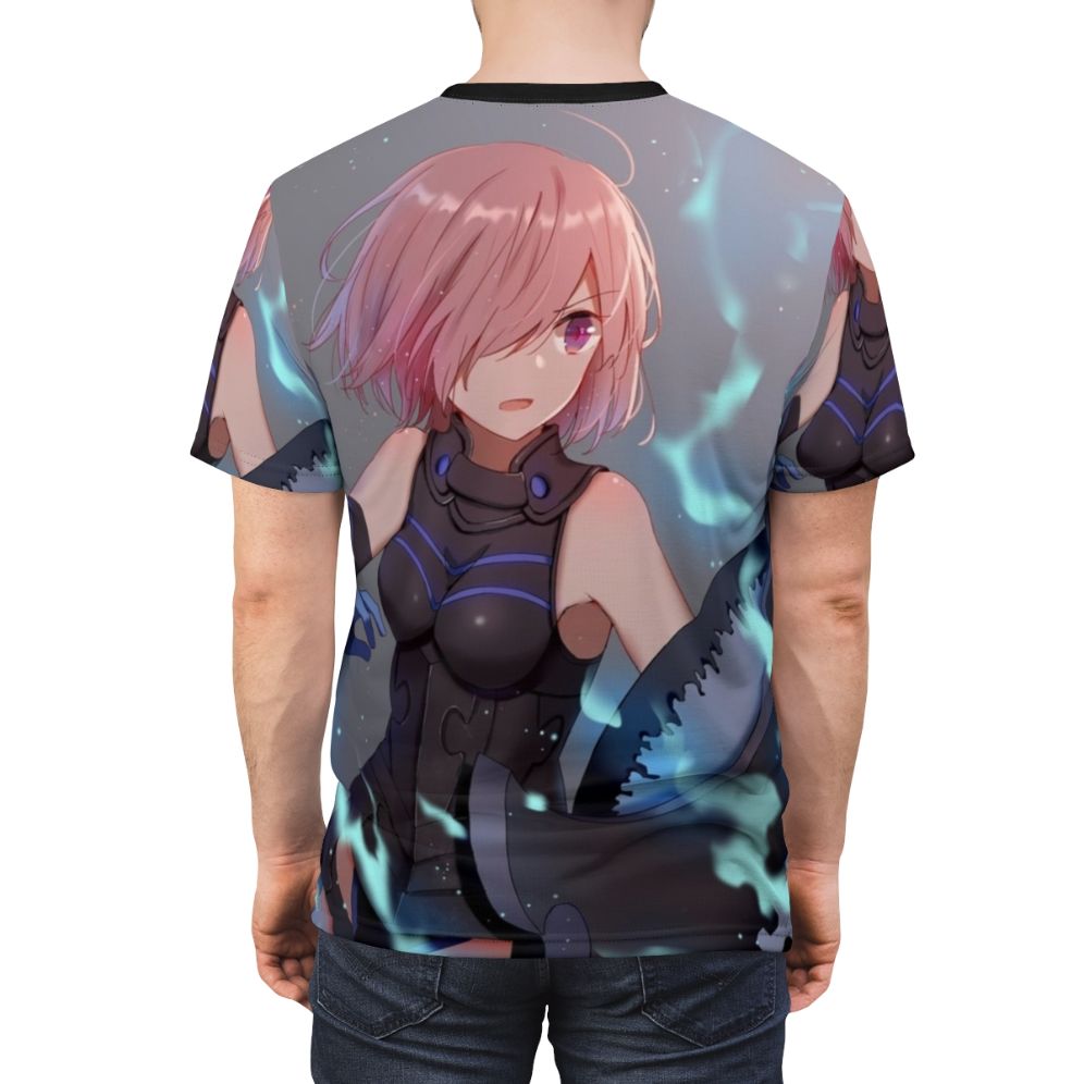 Fate inspired anime all-over-print t-shirt featuring characters and imagery from the popular manga and anime series. - men back