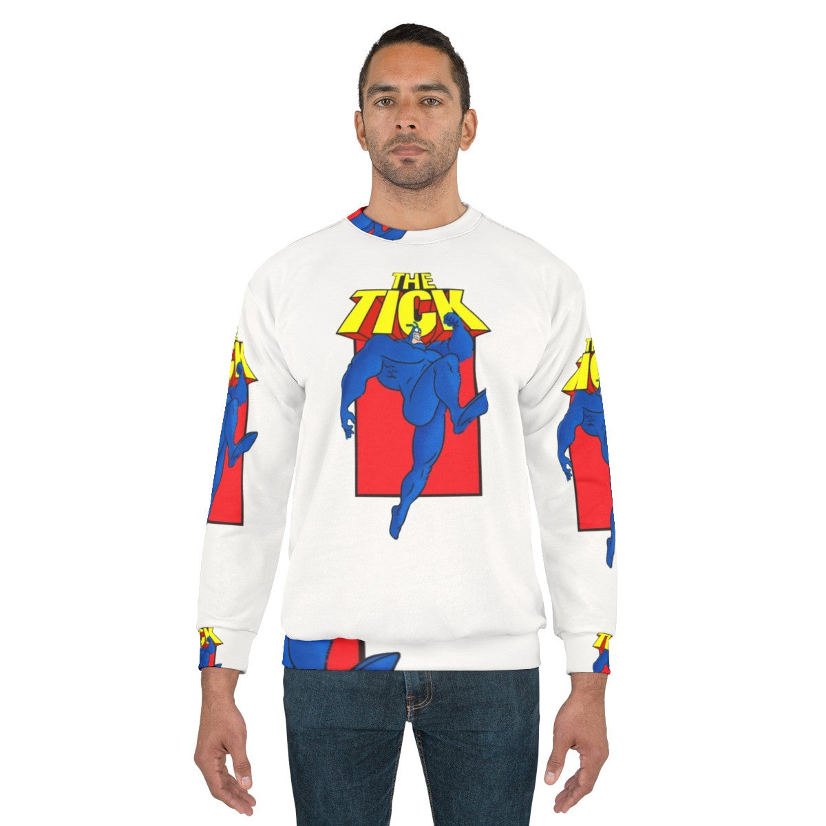 The Tick 90s Cartoon Superhero Blue Sweatshirt - men