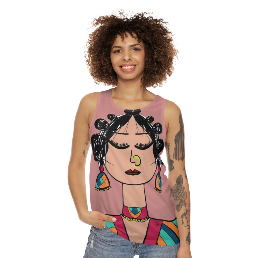 Whimsical diva doll unisex geometric tank top - women