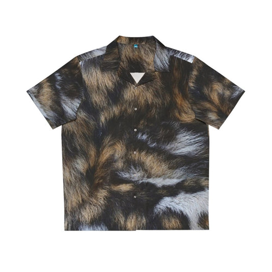 African wild dog fur Hawaiian shirt with tropical patterns