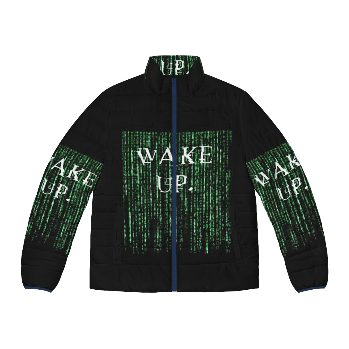 Matrix Neo Wake Up Puffer Jacket, inspired by the iconic The Matrix movie