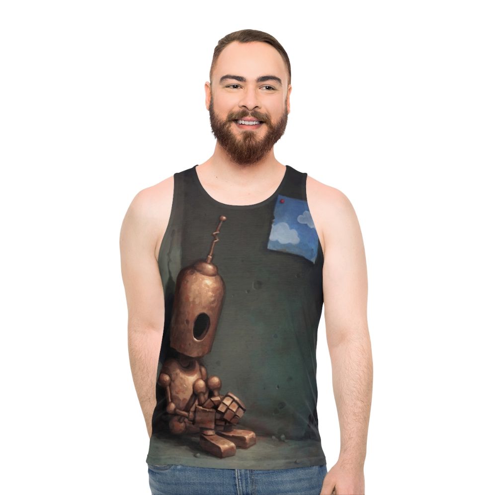 Vintage robot melancholy unisex tank top - men