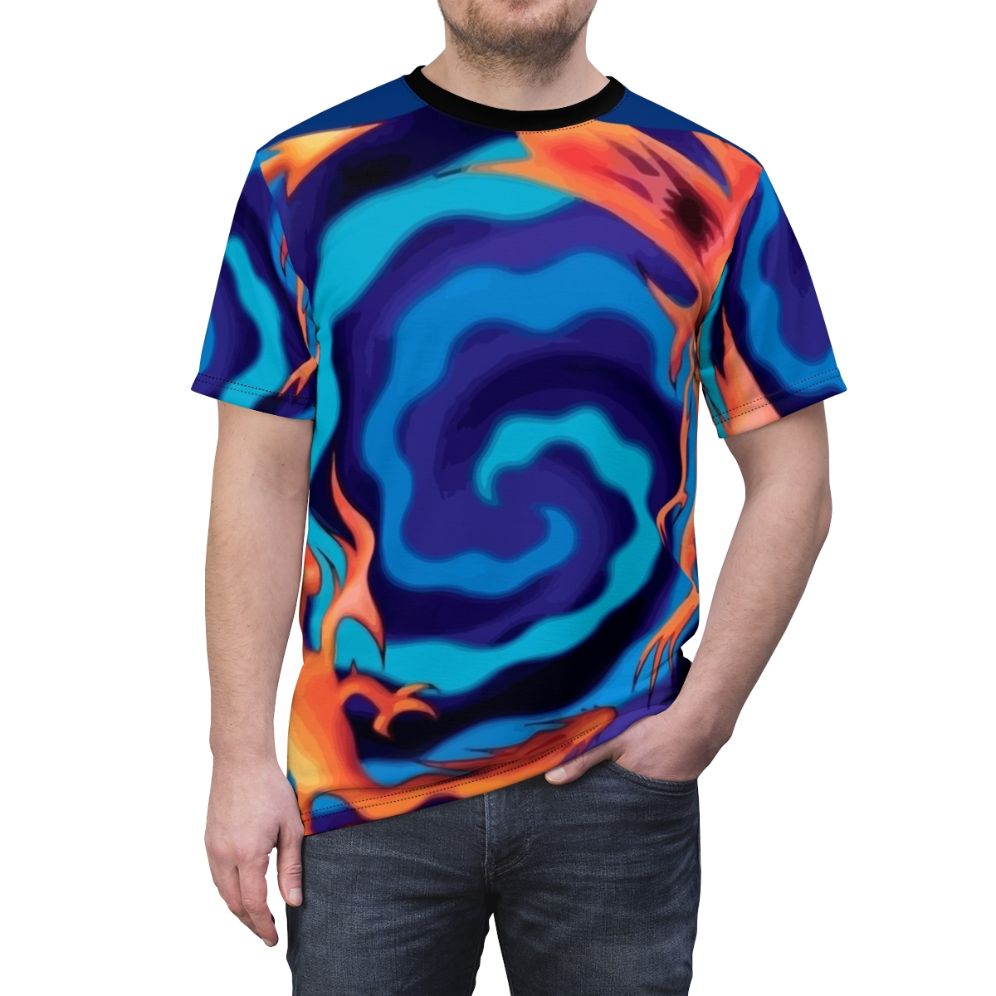 Yugioh-inspired polymerization and fusion anime graphic t-shirt - men front