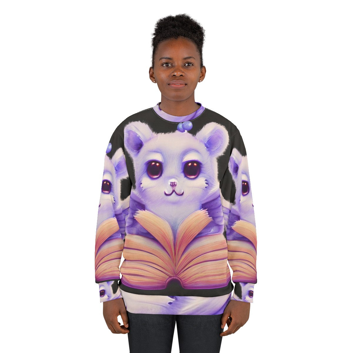 Sweatshirt featuring an open book with mythical and legendary animals - women